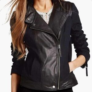 Lucky Brand Leather and Cotton Moto Jacket (Small)